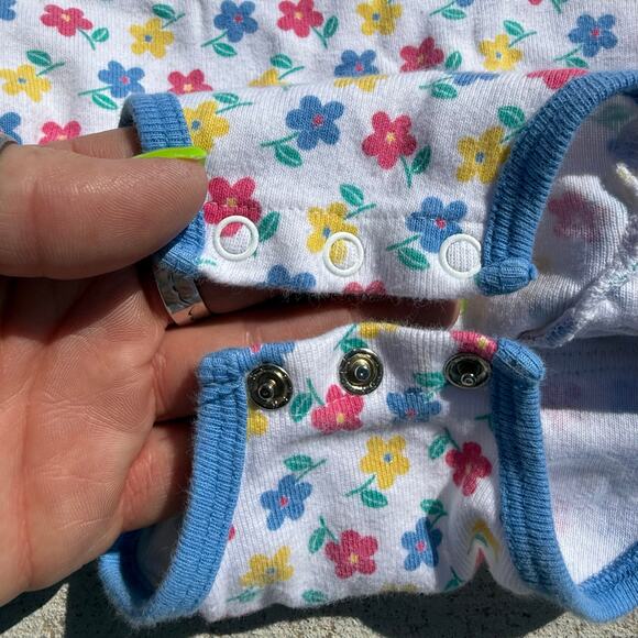 90s Gymboree Bold Primary Color Floral One Piece snap bottom hem ruffles INFANT - Picture 8 of 10